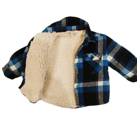 George Plaid Sherpa Lined Shacket 6-12 Months - Picture 4 of 7